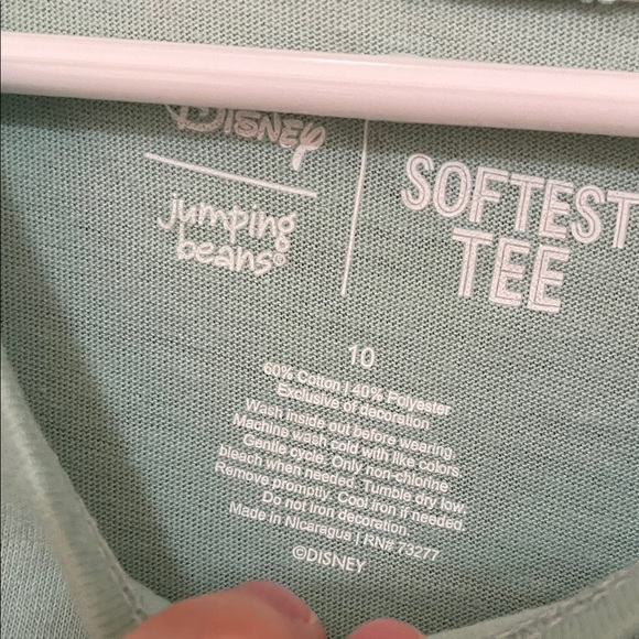 DISNEY/jumping beans NWT Sz 10 Mint Long Sleeve Tee sparkly silver Minnie Mouse - Picture 2 of 8